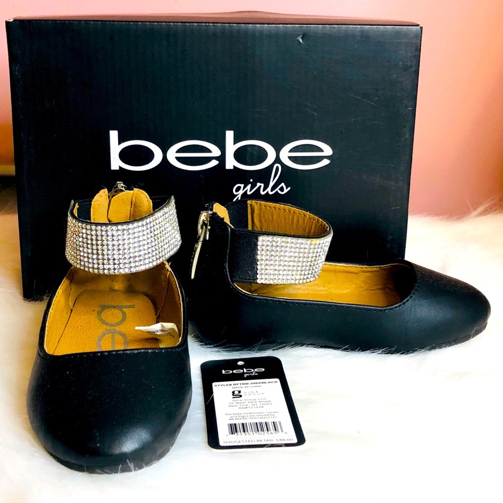 Bebe Crystal Ankle Flats - Size 6 Toddler